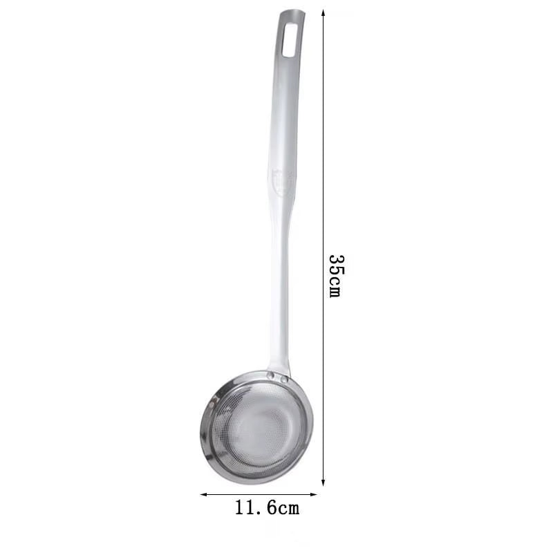 Stainless Steel Fine Mesh Fat Skimmer Spoon Strainer with Handle for Outdoor Tableware