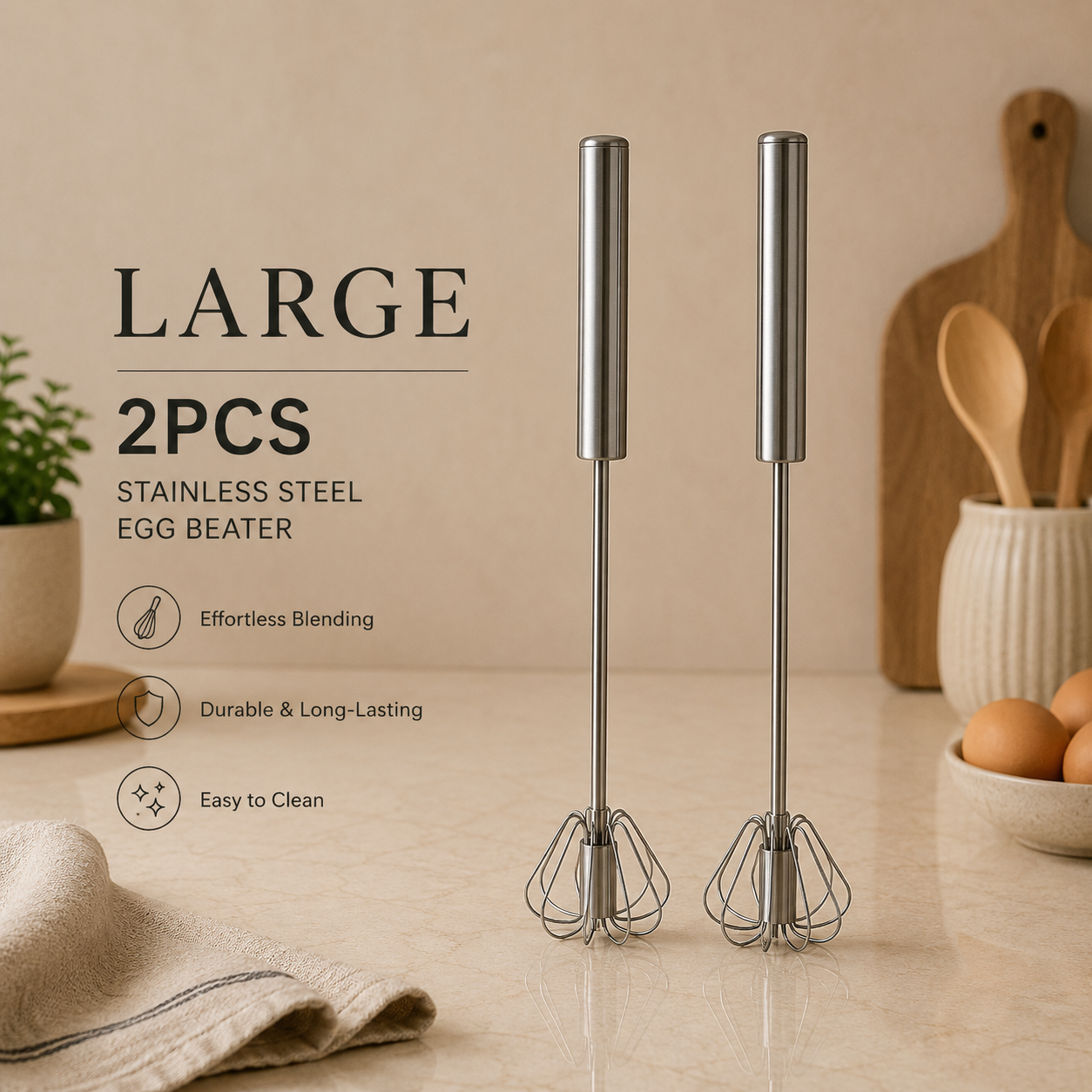 Stainless Steel Egg Beater & Hand Mixer