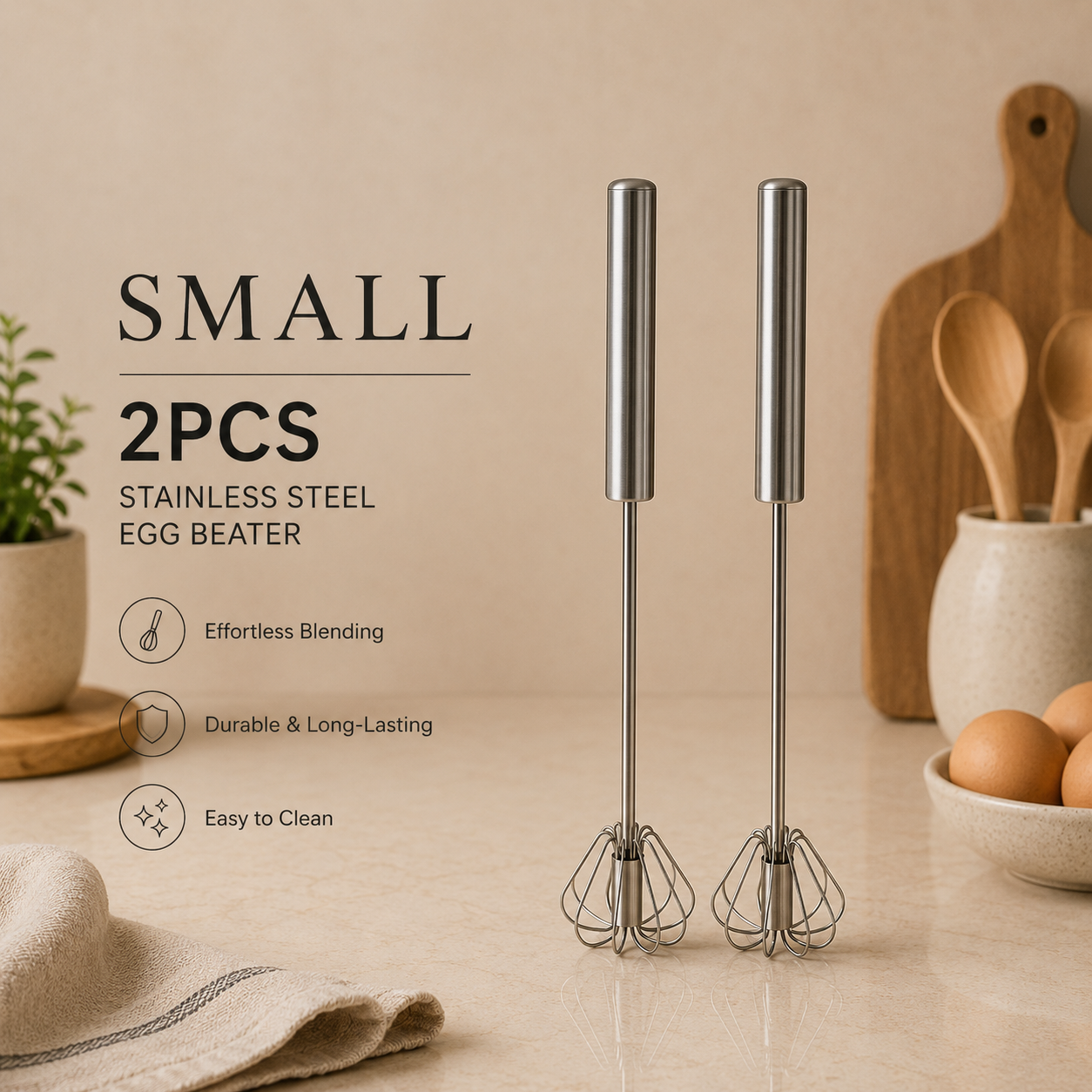 Stainless Steel Egg Beater & Hand Mixer