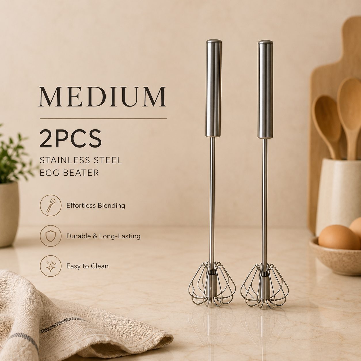 Stainless Steel Egg Beater & Hand Mixer