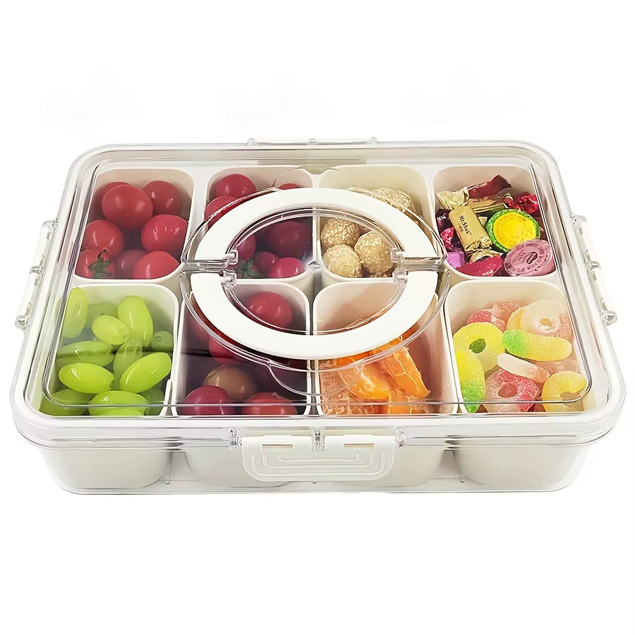 4-Grid/8-Grid Snack Box Container - Portable Travel Charcuterie Board with Lid & Refrigerator Food Storage Organizer