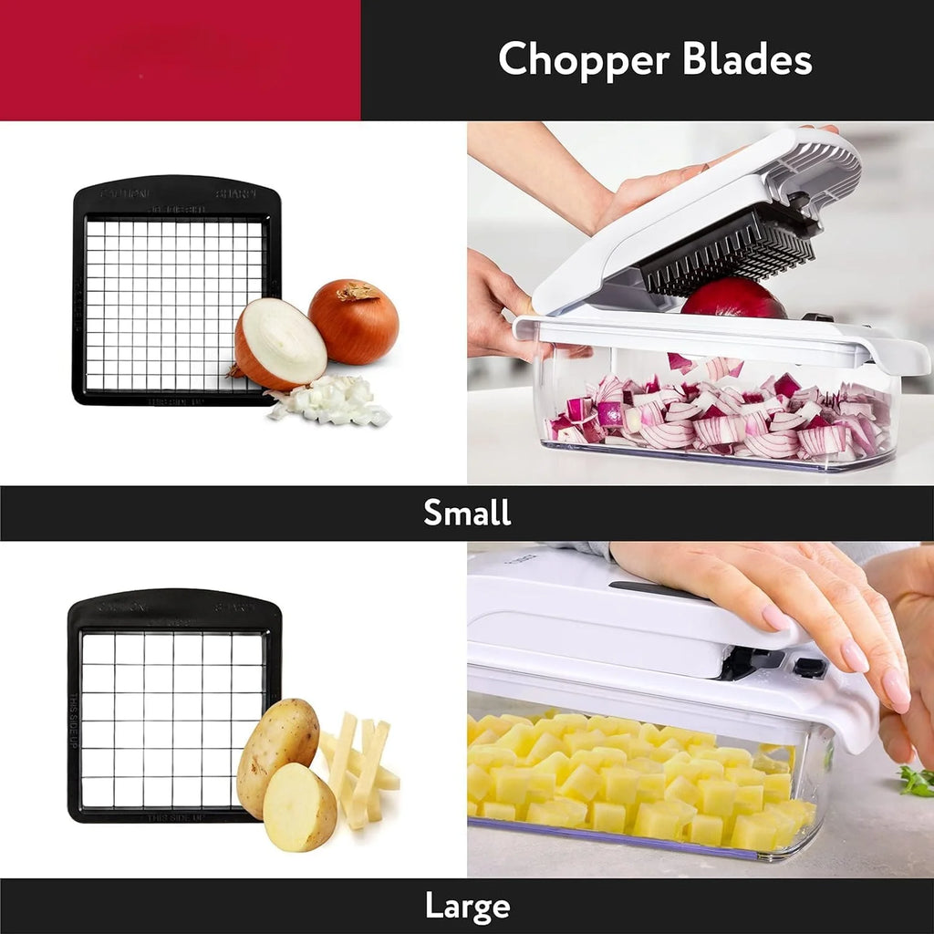 Vegetable Chopper with Container - Versatile Food Chopper and Spiral Cutter - Essential Kitchen Gadget