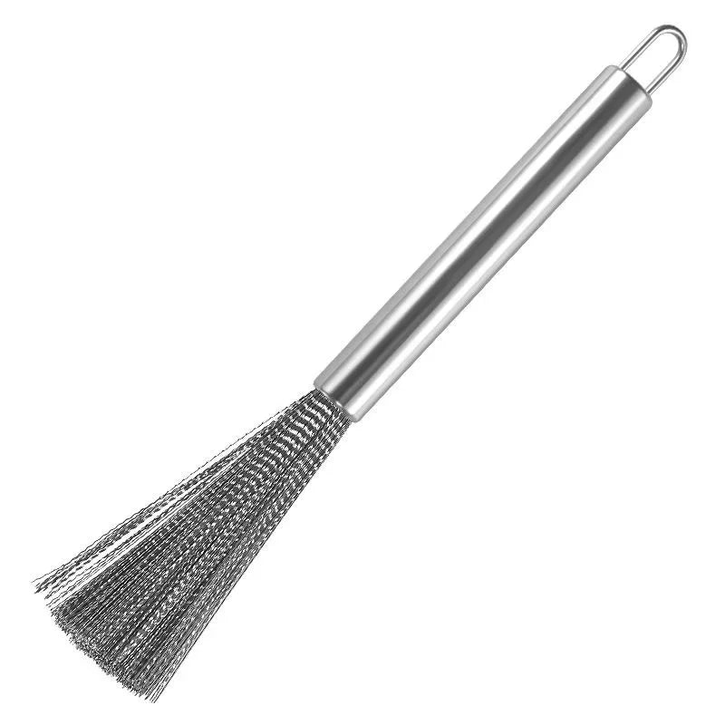 Stainless Steel Kitchen Cleaning Brush with Long Handle - Anti-Rust Utensil Scrubber and Pot Tool