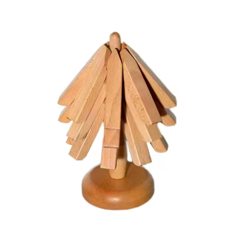 Professional Wooden Tree-Shaped Trivet Set for Hot Dishes - Insulated Coasters Ideal for Teapots and Hot Pots - Perfect Gift for Halloween and Christmas