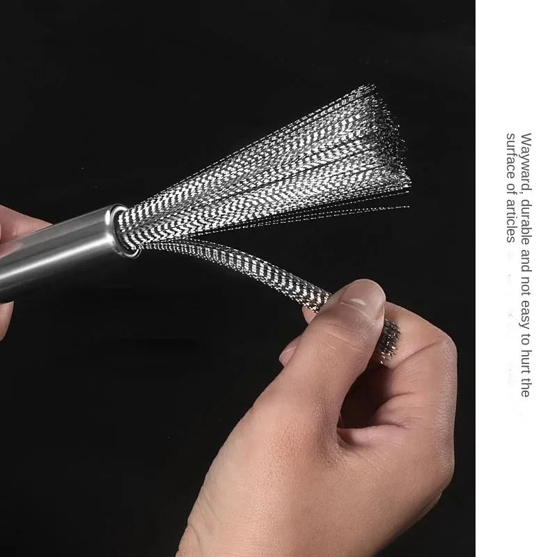 Stainless Steel Kitchen Cleaning Brush with Long Handle - Anti-Rust Utensil Scrubber and Pot Tool