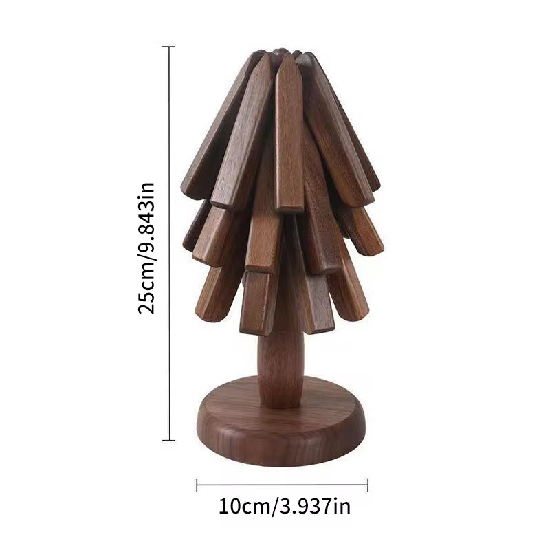 Professional Wooden Tree-Shaped Trivet Set for Hot Dishes - Insulated Coasters Ideal for Teapots and Hot Pots - Perfect Gift for Halloween and Christmas