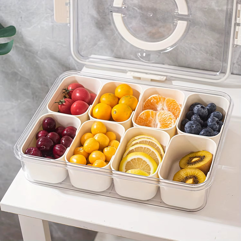4-Grid/8-Grid Snack Box Container - Portable Travel Charcuterie Board with Lid & Refrigerator Food Storage Organizer