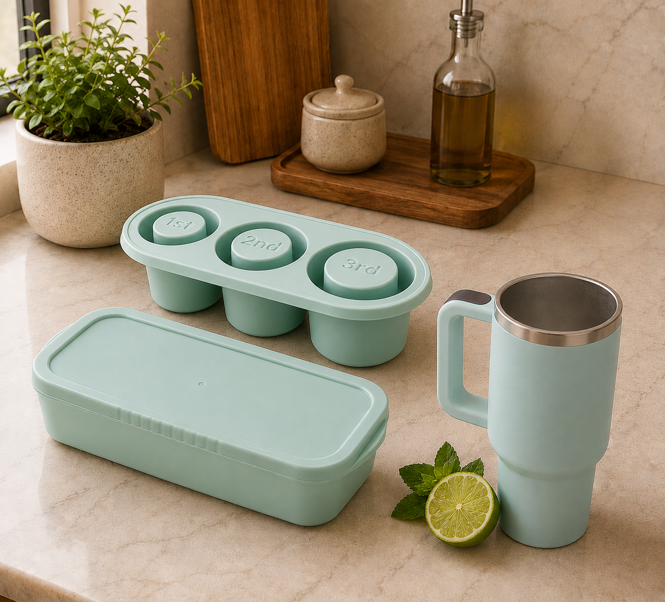 Silicone Ice Cube Mould with Lid