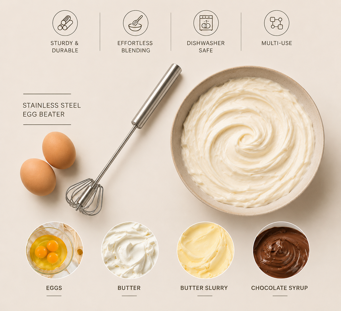 Stainless Steel Egg Beater & Hand Mixer