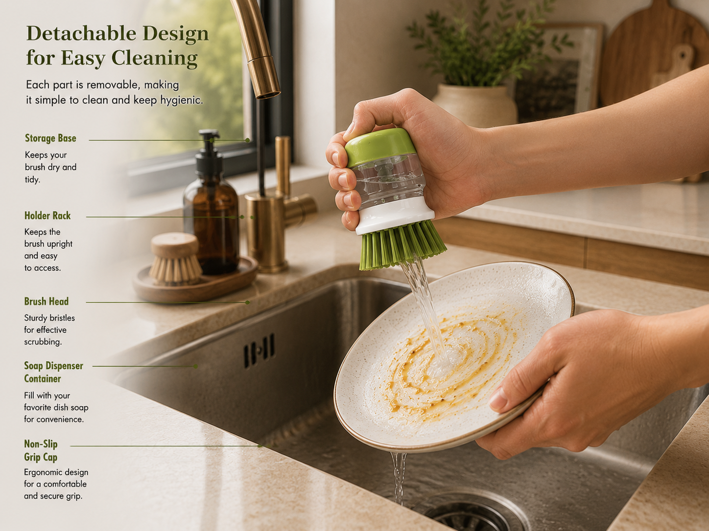 Professional Multi-Use Soap Dispensing Dish Brush