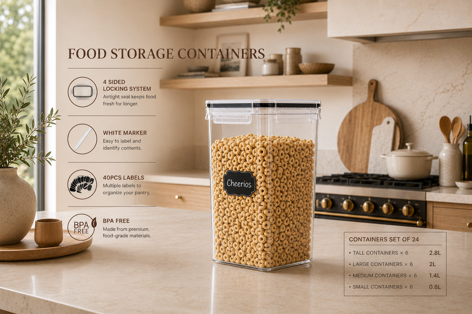 24-Piece Airtight Food Storage Container Set with Lids
