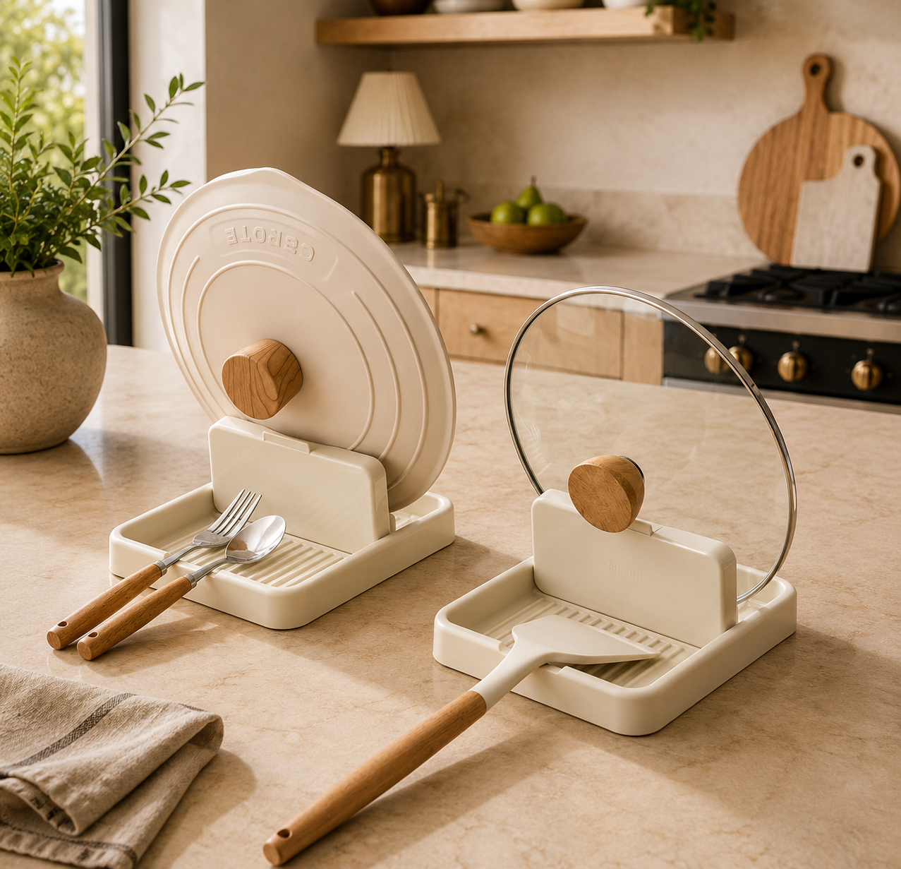 Foldable Kitchen Lid Rack and Utensil Holder