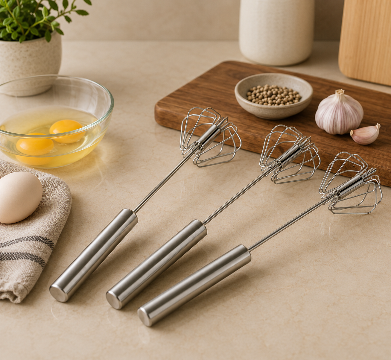 Stainless Steel Egg Beater & Hand Mixer