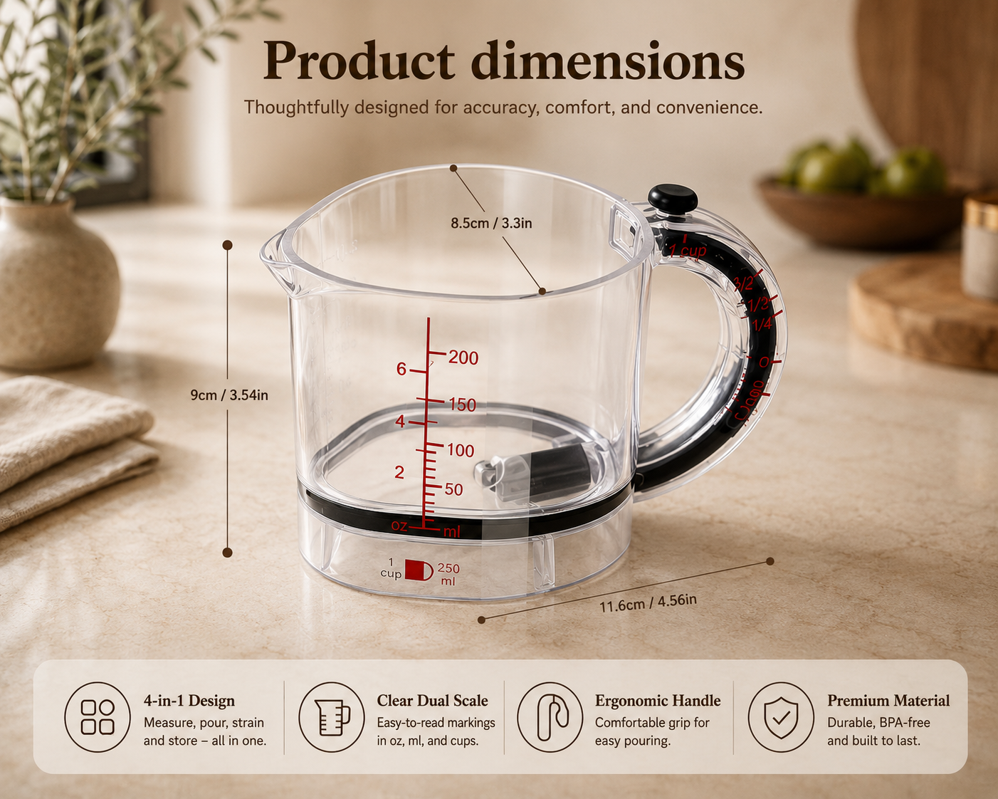 Multi-Functional Adjustable Measuring Cup