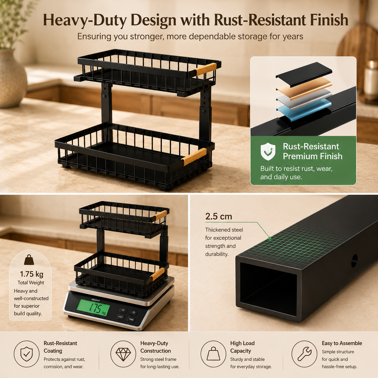 Under Sink Organizer - Sliding Pull Out Cabinet Shelf & Metal Storage Rack - 2 Pack