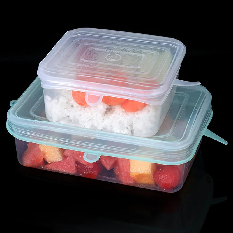Set of 6 Universal Silicone Stretch Lids for Food Storage and Kitchen Use