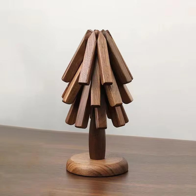 Professional Wooden Tree-Shaped Trivet Set for Hot Dishes - Insulated Coasters Ideal for Teapots and Hot Pots - Perfect Gift for Halloween and Christmas