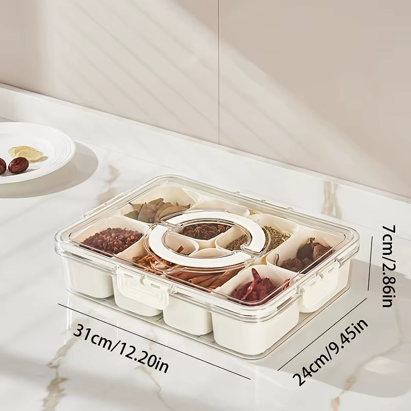 4-Grid/8-Grid Snack Box Container - Portable Travel Charcuterie Board with Lid & Refrigerator Food Storage Organizer