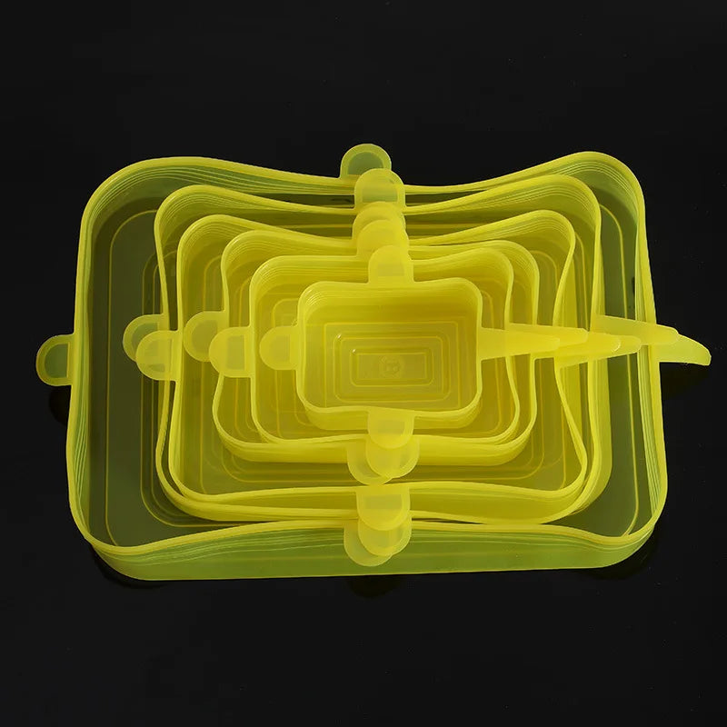 Set of 6 Universal Silicone Stretch Lids for Food Storage and Kitchen Use