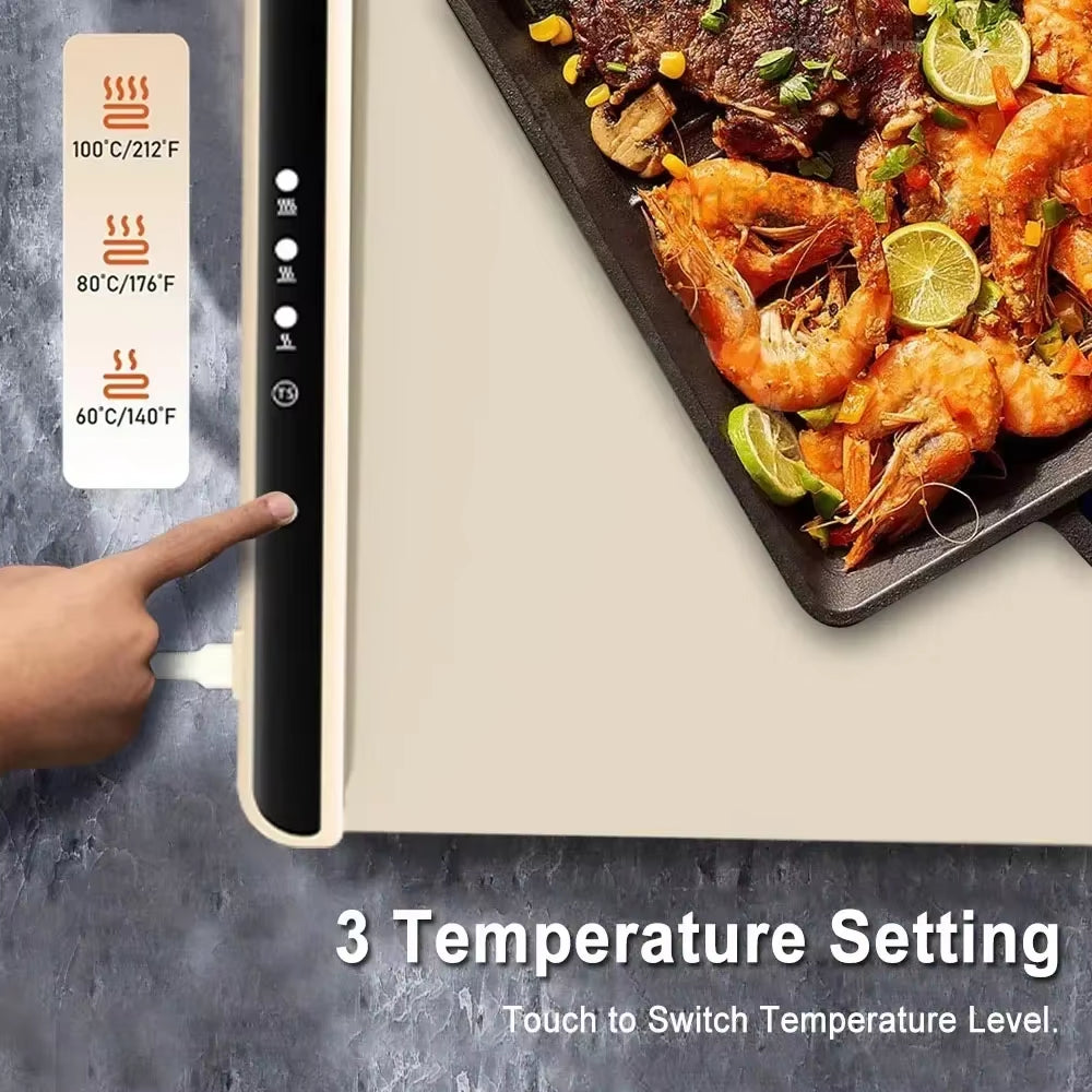Electric Foldable Food Warmer Tray - Portable Silicone Warming Mat for Food Serving